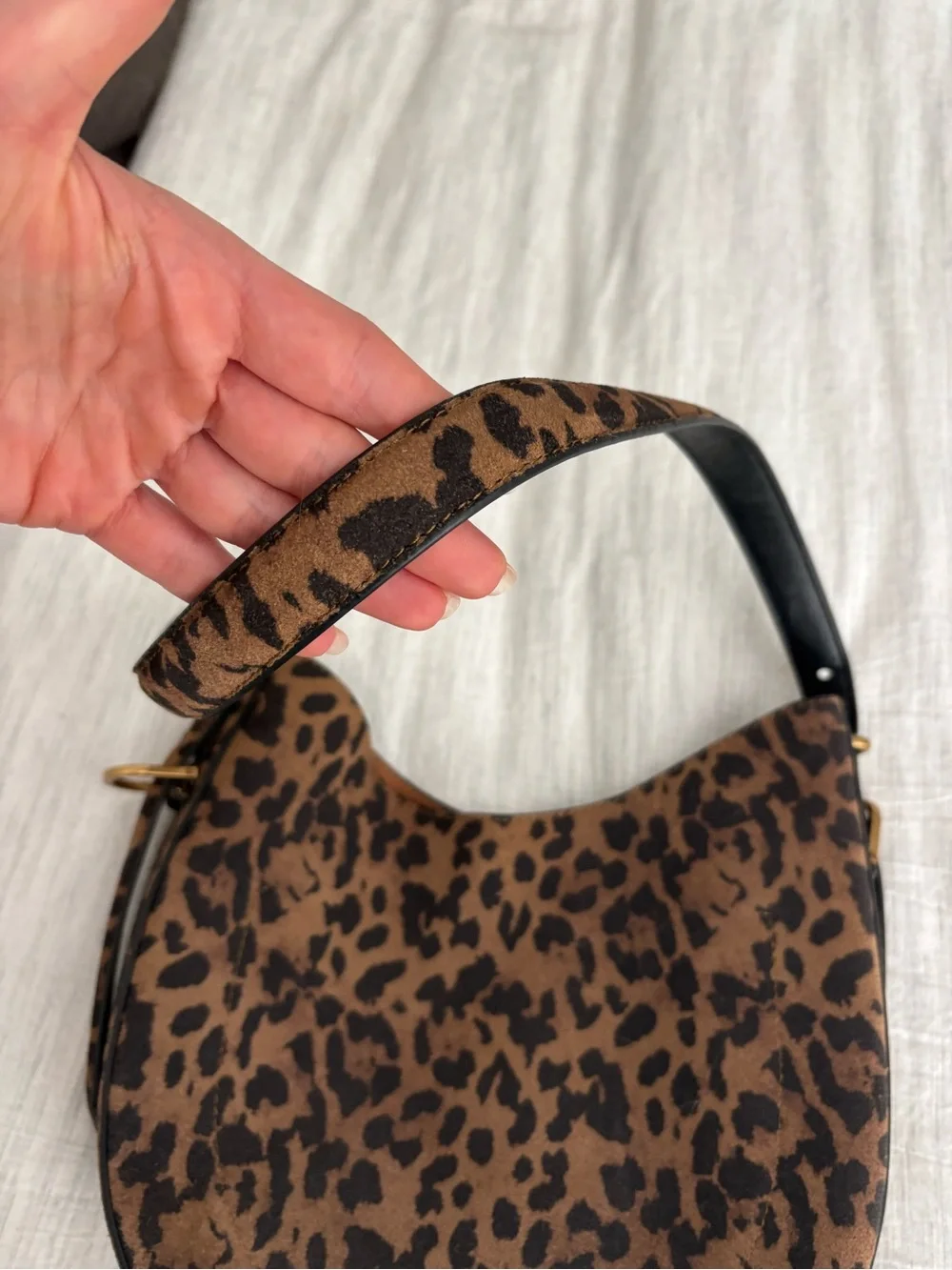 Dolce Vita Leopard-Print ‘Bree’ Crescent Shoulder Hobo Bag - Brown/Black